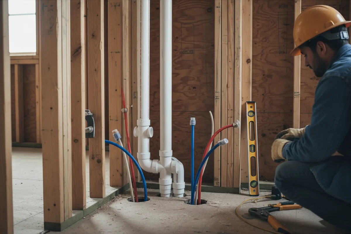 Drain and supply rough-in during Sump Pump Repair in Jekyll Island