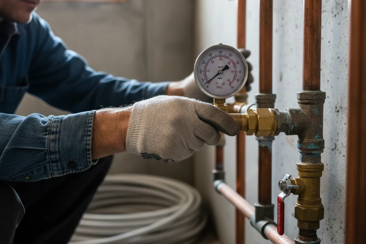 Pressure testing a repaired line during Water Line Repair in Jekyll Island